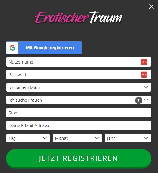 Registrierung (Wie kann ich mich auf Erotischer Traum anmelden?)